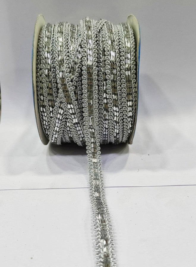 PREMDAS LACES Net Fabric Katdana Nalki Lace for Saree's Border Finetage Pipe Lace for Dresses, Sarees, Lehenga, Suits, Blouses, Dupatta, Chunri and Craft (9meter) (Silver) - Image 2